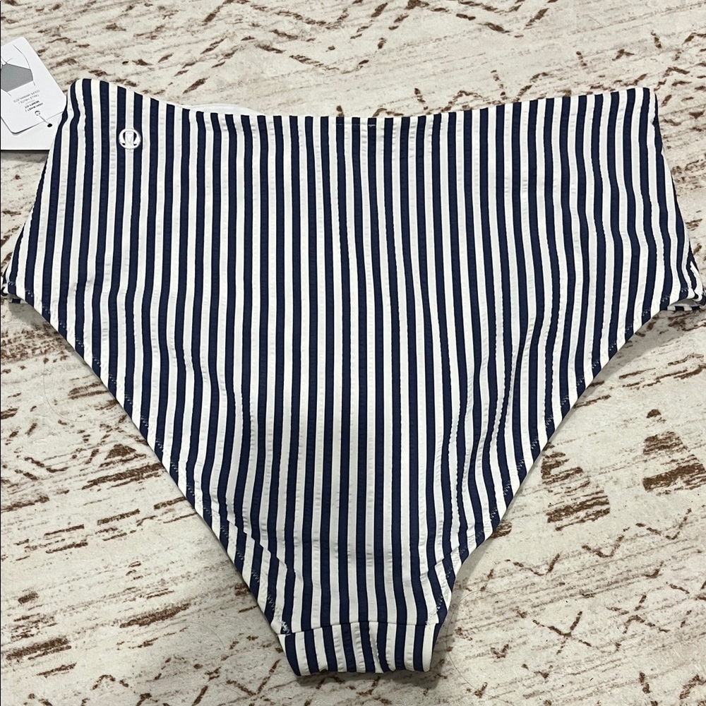 Waterside Seersucker High Waist Skimpy Swim Bottom - Picture 6 of 9